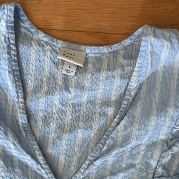 A New Day | Puff Short Sleeve Dress | Cinderella Blue Stripe | Size L - Picture 3 of 7